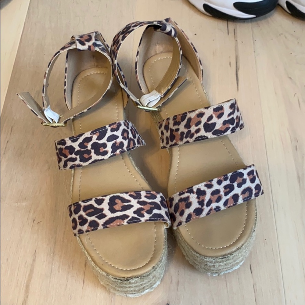 Cheetah platform sandals